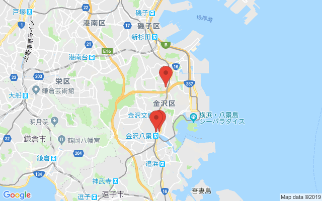 金沢八景の保険相談窓口のマップ